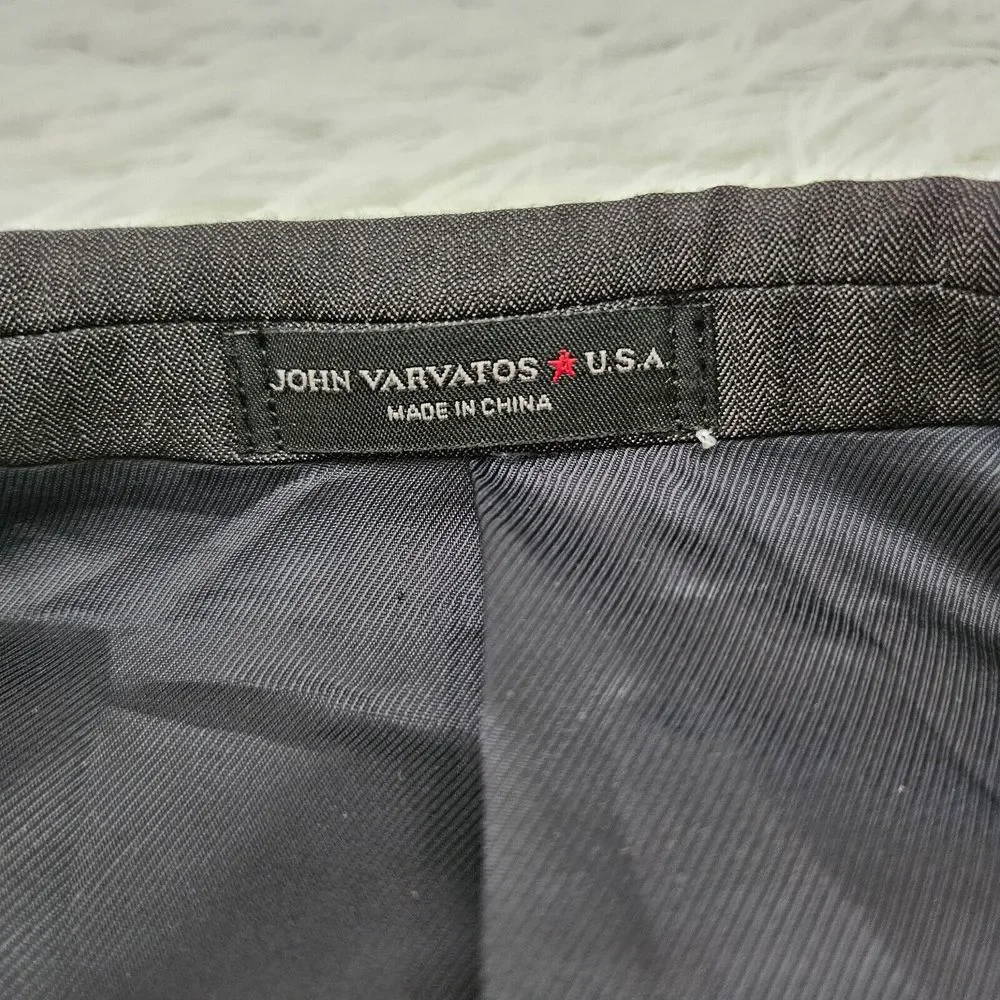 John Varvatos USA Men's Dark Gray 100% Wool‎ Double Button Blazer Jacket Sz 46R
